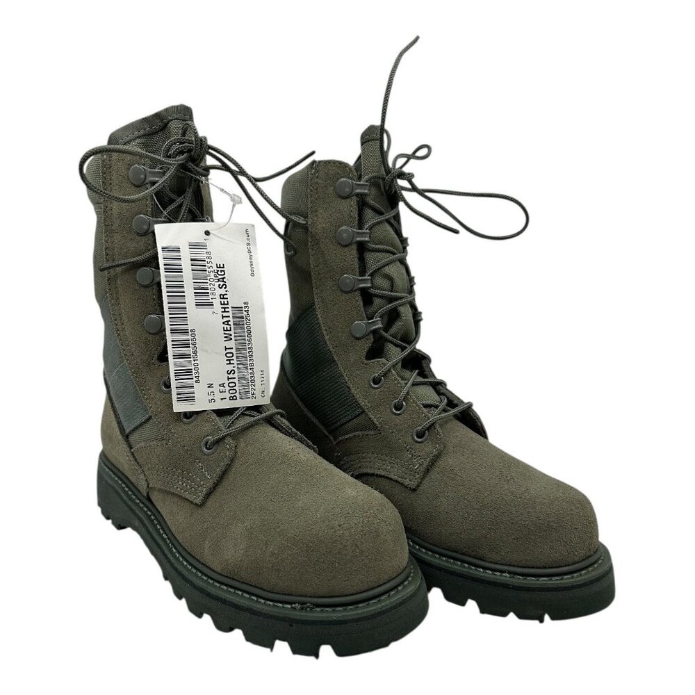 Military Combat Boots 5.5 N Sage Leather & Man-Made‎ Materials Vibram Sole  USA